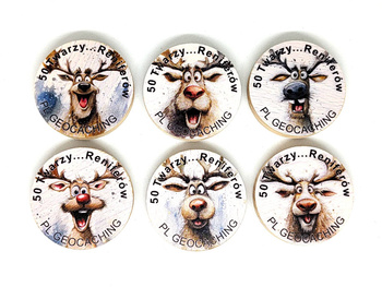 50 twarzy... Reniferów. 6 sztuk kolorowych PWG