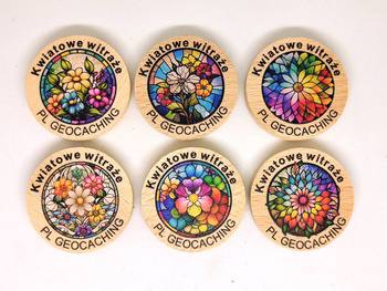 Kwiatowe witraże v1. 6 sztuk kolorowych PWG