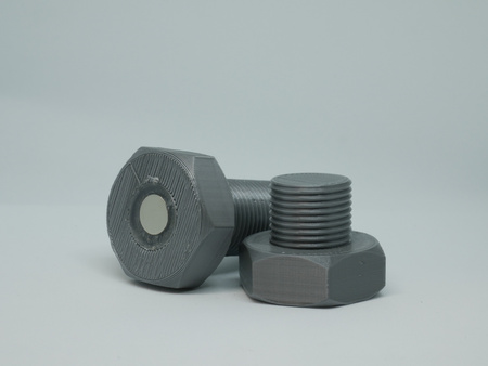 Kesz Śruba z nakrętką (atrapa) - kolor stalowy, z magnesem