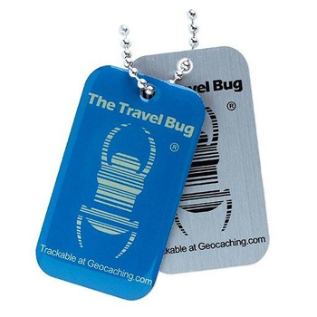 BLUE Geocaching QR Travel Bug® - świecący w ciemności