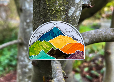 Reach the Peak Geocoin - Antique Silver