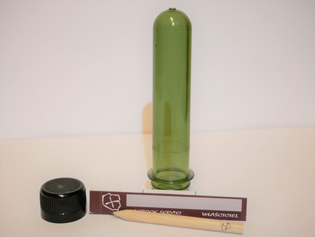 Zestaw kompletna skrytka Preforma+Logboook+Ołówek