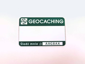 Plakietka eventowa z numerem trackowalnym oraz logem GC