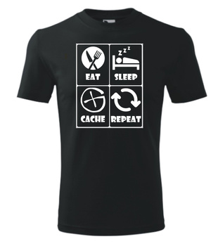 Koszulka z nadrukiem Repeat. Czarna. Rozmiar S - 4XL