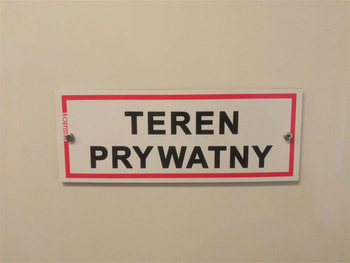 Tabliczka Teren Prywatny - Magnetyczny kesz. "Inny rozmiar" 