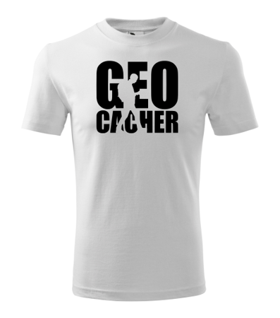 Koszulka z nadrukiem Geocacher. Biała. Rozmiar S - 4XL
